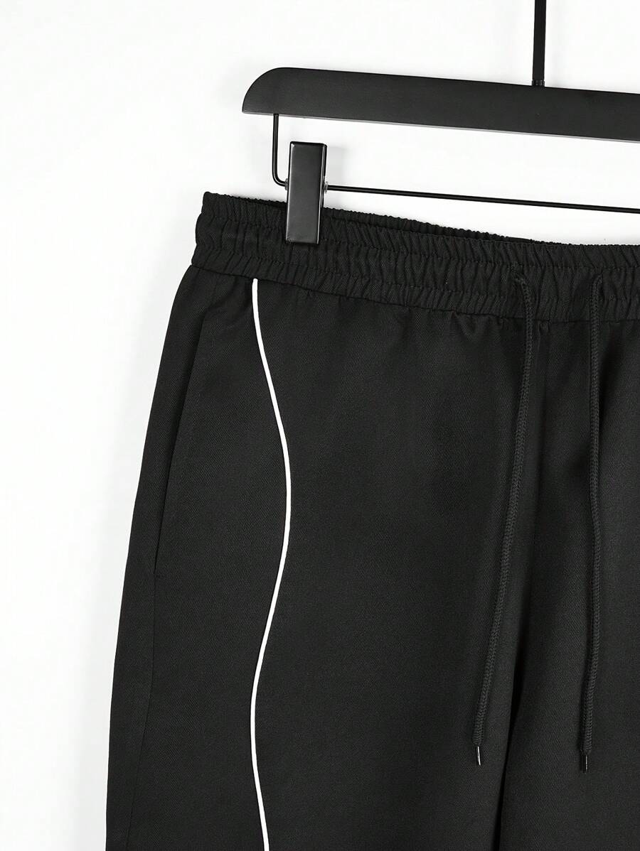 Pantalon de survêtement décontracté à bordure contrastée pour homme