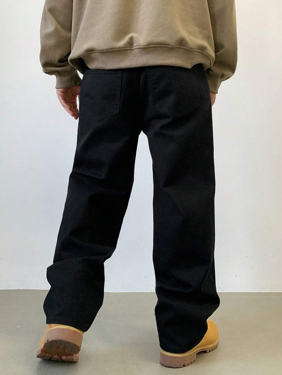 Pantalon droit décontracté simple de couleur unie pour hommes
