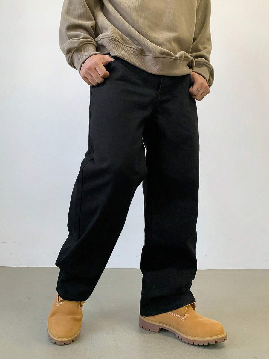 Pantalon droit décontracté simple de couleur unie pour hommes