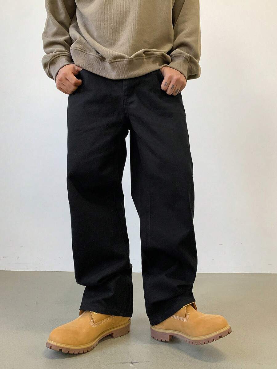 Pantalon droit décontracté simple de couleur unie pour hommes
