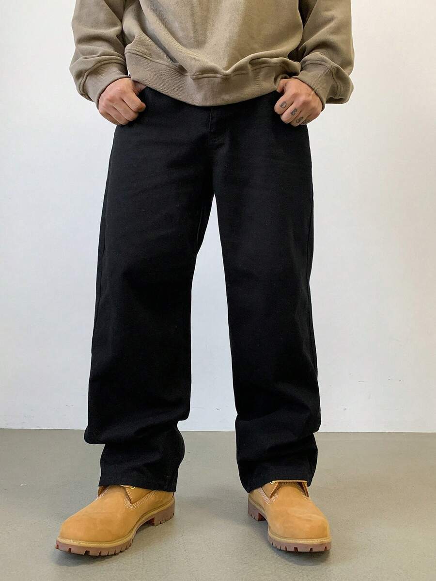 Pantalon droit décontracté simple de couleur unie pour hommes