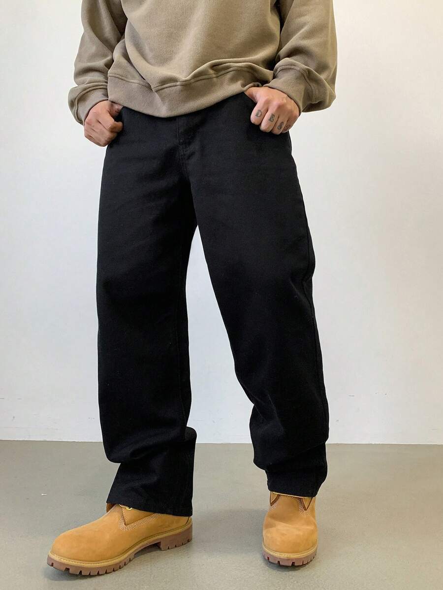 Pantalon droit décontracté simple de couleur unie pour hommes