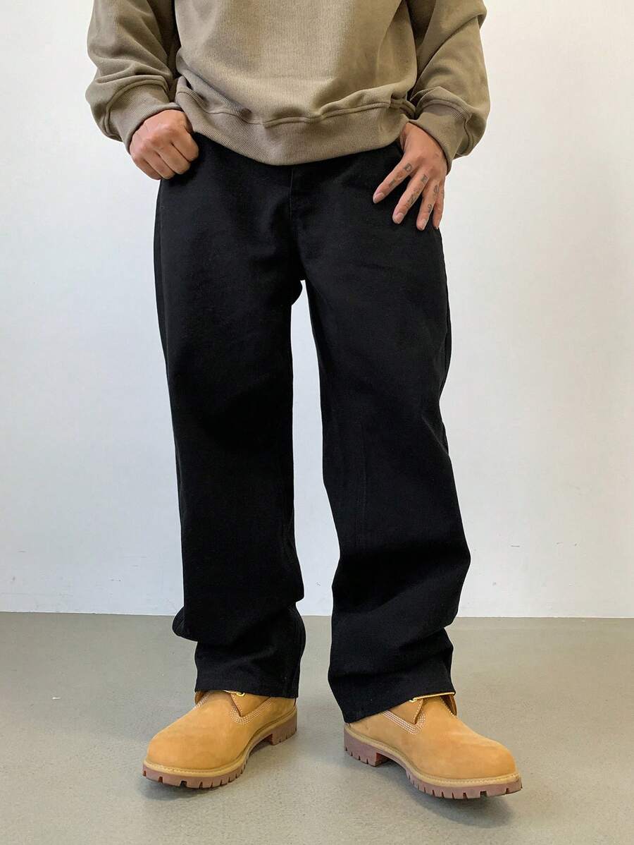 Pantalon droit décontracté simple de couleur unie pour hommes