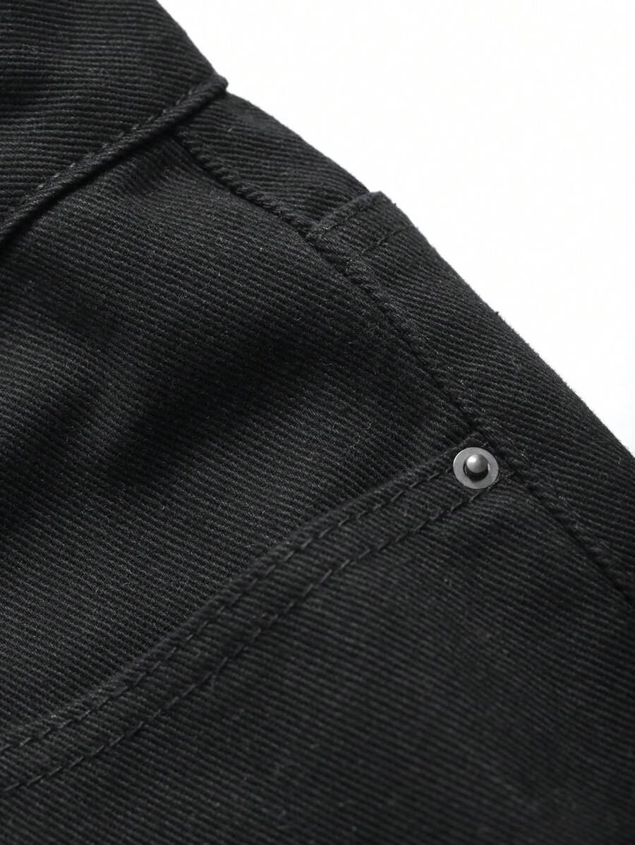 Pantalon droit décontracté simple de couleur unie pour hommes