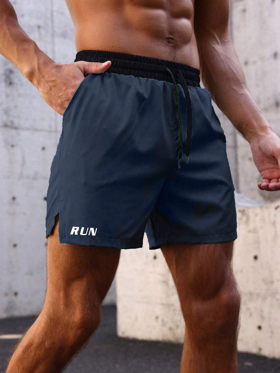 Shorts de sport avec taille élastique, poches larges et inscription