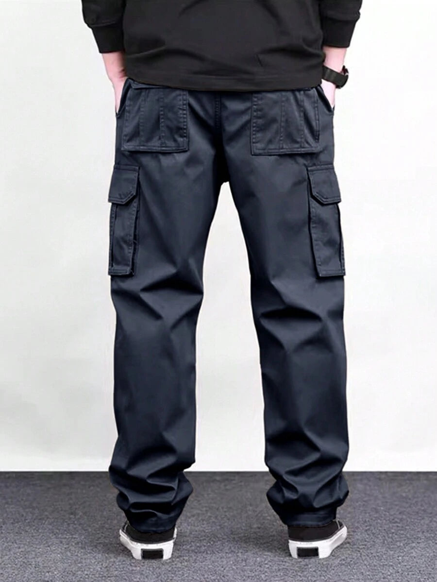 Pantalon cargo ample et décontracté avec cordon de serrage à la taille et poches à rabat