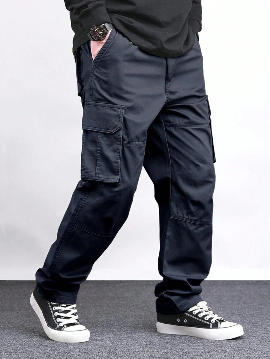 Pantalon cargo ample et décontracté avec cordon de serrage à la taille et poches à rabat