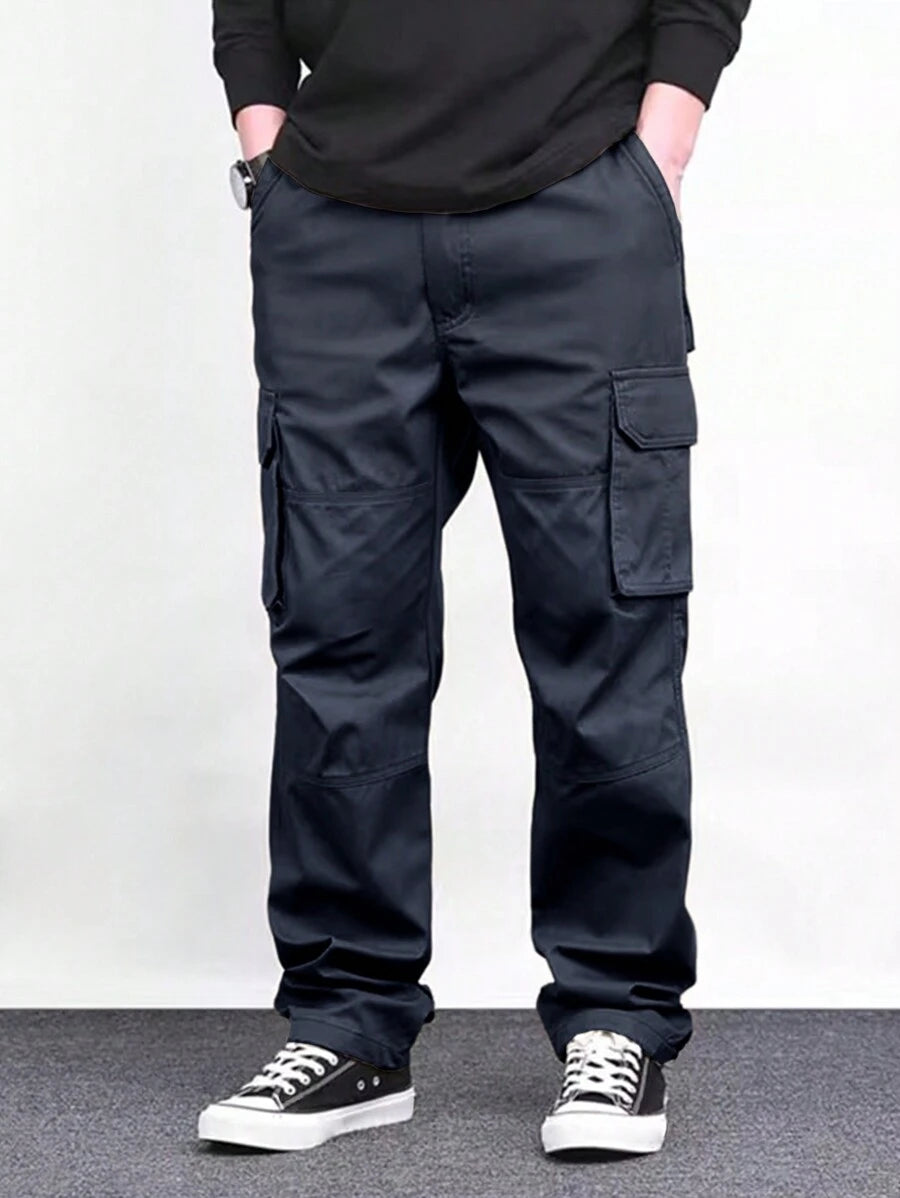 Pantalon cargo ample et décontracté avec cordon de serrage à la taille et poches à rabat