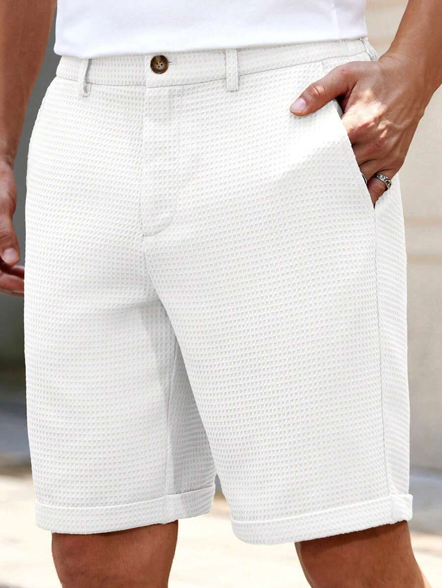 Bermuda droit tissé taille mi-haute – Short décontracté pour homme