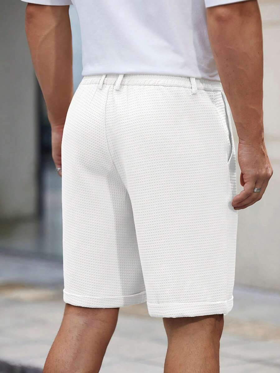 Bermuda droit tissé taille mi-haute – Short décontracté pour homme