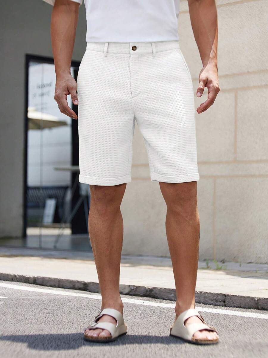 Bermuda droit tissé taille mi-haute – Short décontracté pour homme
