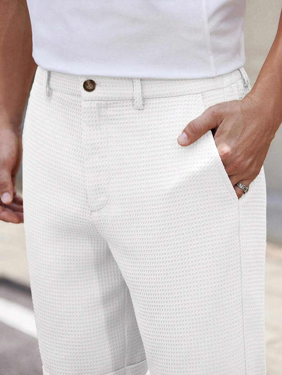 Bermuda droit tissé taille mi-haute – Short décontracté pour homme
