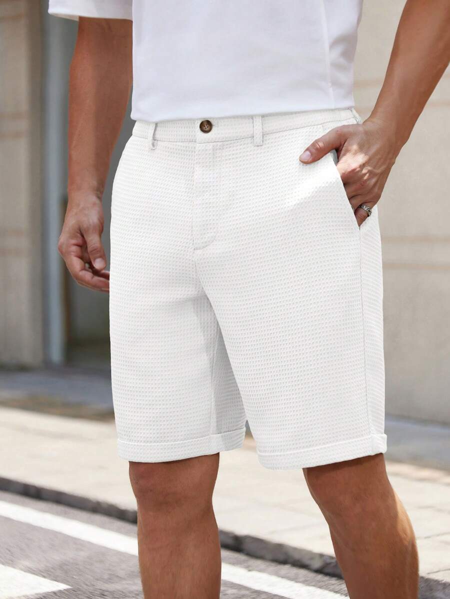 Bermuda droit tissé taille mi-haute – Short décontracté pour homme