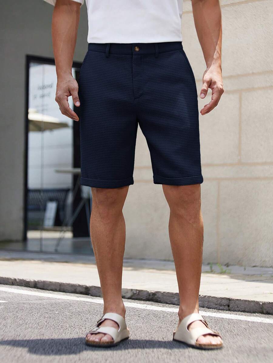 Bermuda droit tissé taille mi-haute – Short décontracté pour homme
