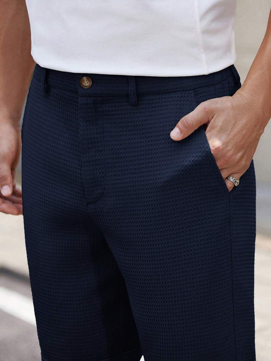 Bermuda droit tissé taille mi-haute – Short décontracté pour homme
