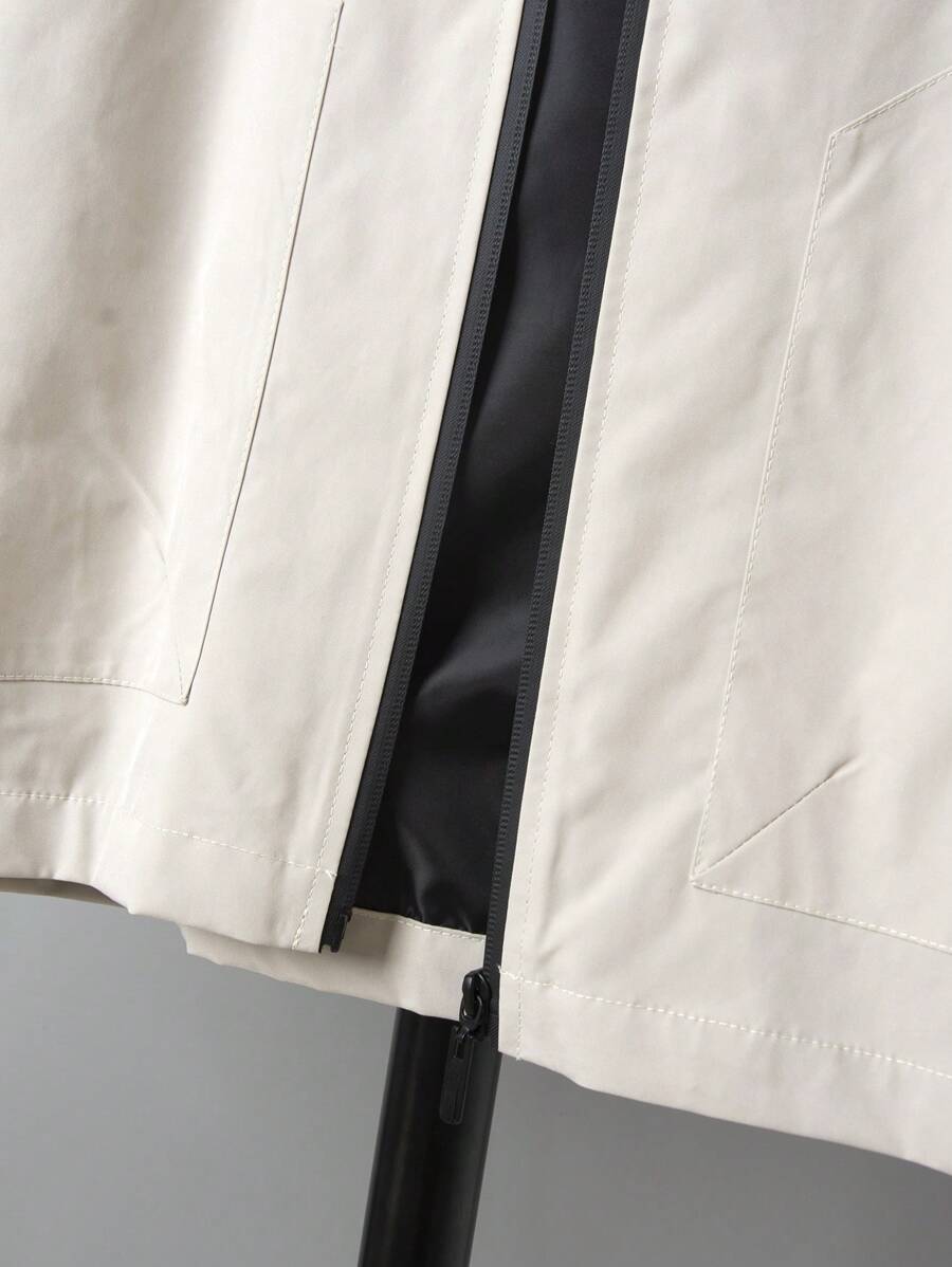 Veste coupe-vent patchwork à capuche grande taille avec fermeture éclair sur le devant