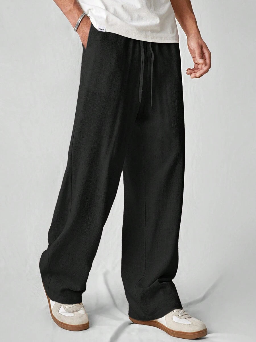 Pantalon de lin avec cordon de serrage pour homme – Tenue décontractée au quotidien
