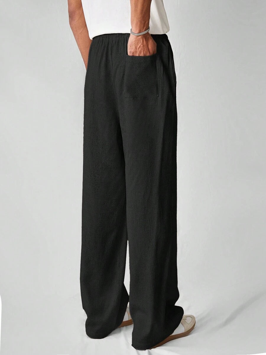 Pantalon de lin avec cordon de serrage pour homme – Tenue décontractée au quotidien