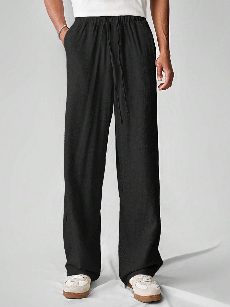 Pantalon de lin avec cordon de serrage pour homme – Tenue décontractée au quotidien