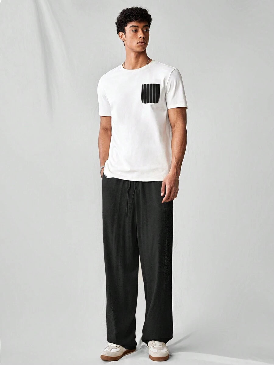 Pantalon de lin avec cordon de serrage pour homme – Tenue décontractée au quotidien