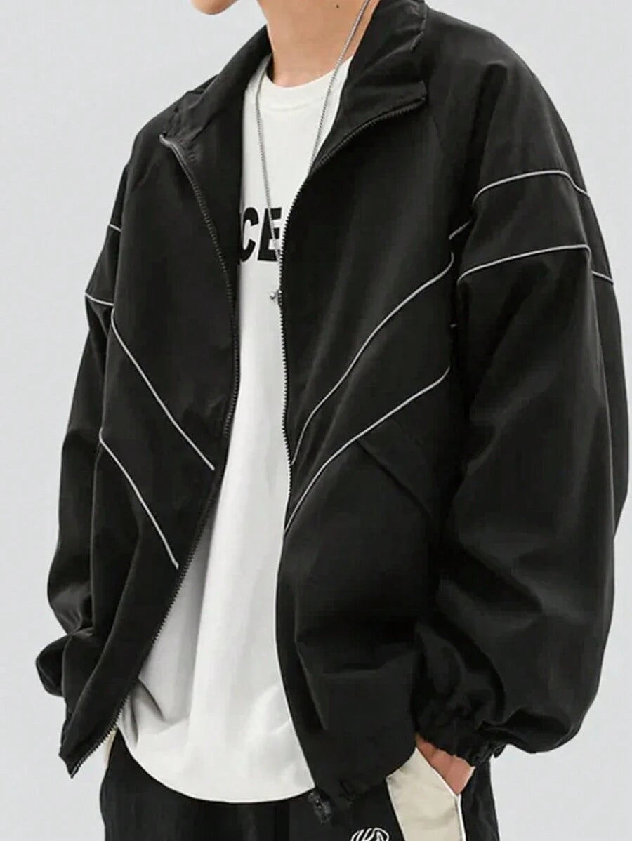 Veste coupe-vent grande taille à blocs contrastés et fermeture éclair sur le devant