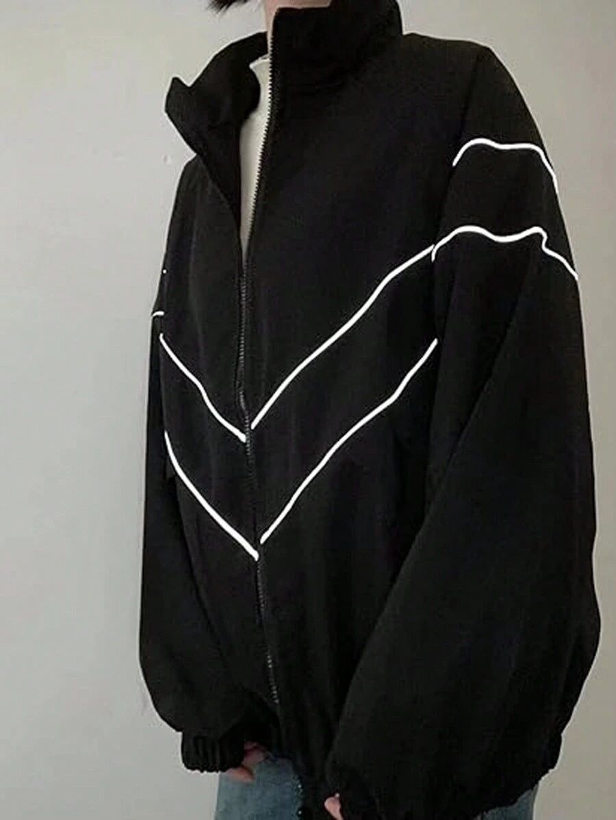 Veste coupe-vent grande taille à blocs contrastés et fermeture éclair sur le devant