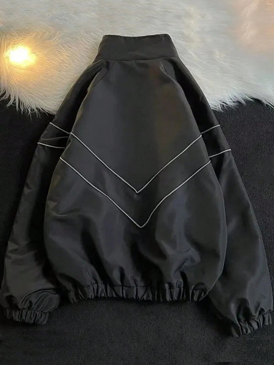 Veste coupe-vent grande taille à blocs contrastés et fermeture éclair sur le devant