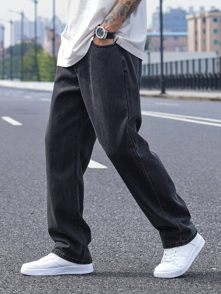Pantalon ample droit pour homme – Denim décontracté à jambe large