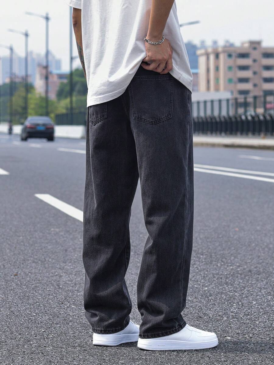 Pantalon ample droit pour homme – Denim décontracté à jambe large