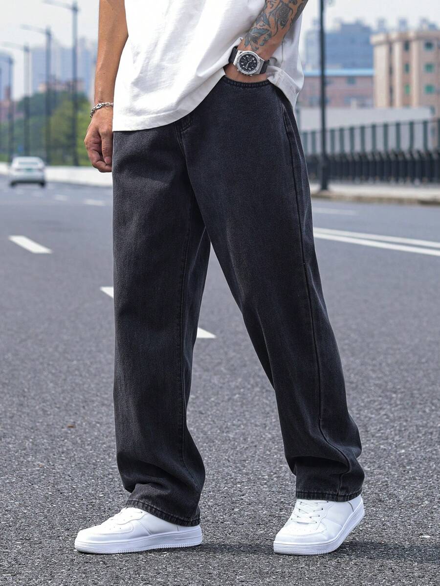 Pantalon ample droit pour homme – Denim décontracté à jambe large