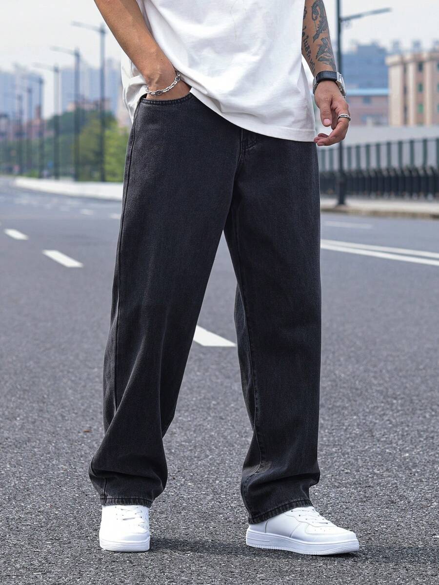 Pantalon ample droit pour homme – Denim décontracté à jambe large