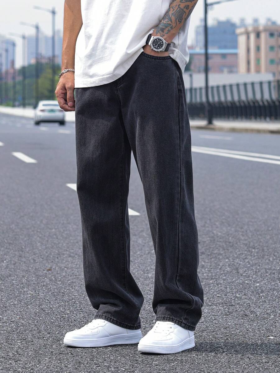 Pantalon ample droit pour homme – Denim décontracté à jambe large