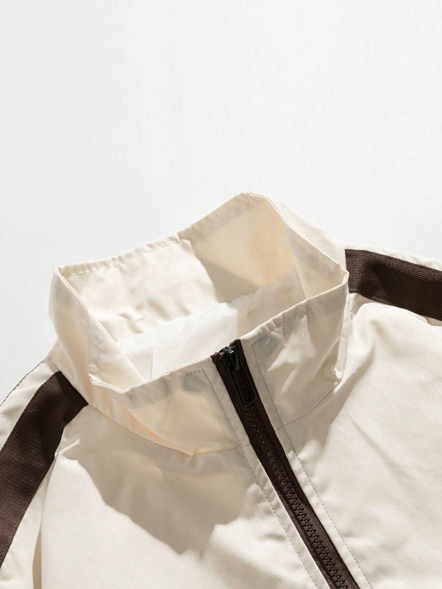 Coupe-vent zippé à rayures – Veste d'automne légère pour homme