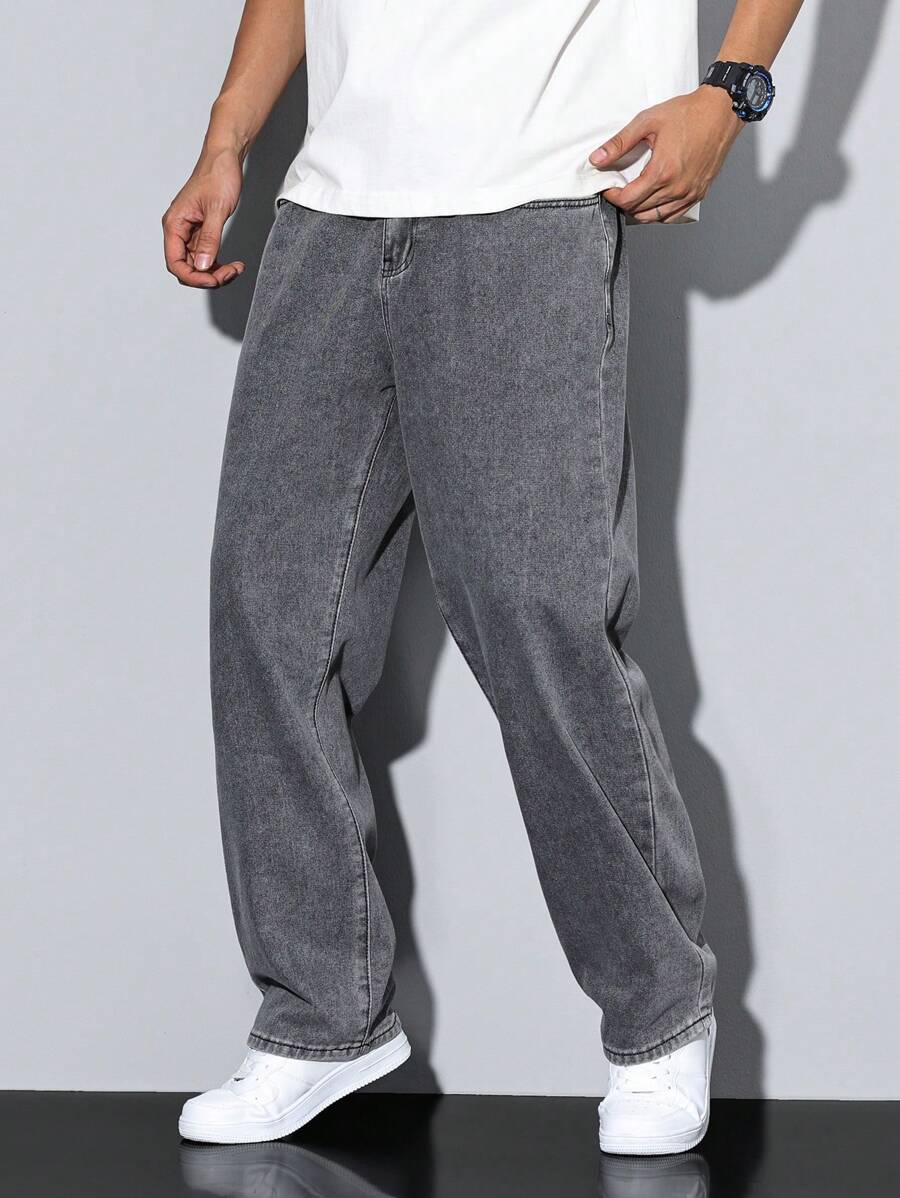 Pantalon ample droit pour homme – Denim décontracté à jambe large