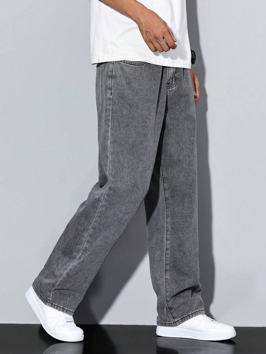 Pantalon ample droit pour homme – Denim décontracté à jambe large