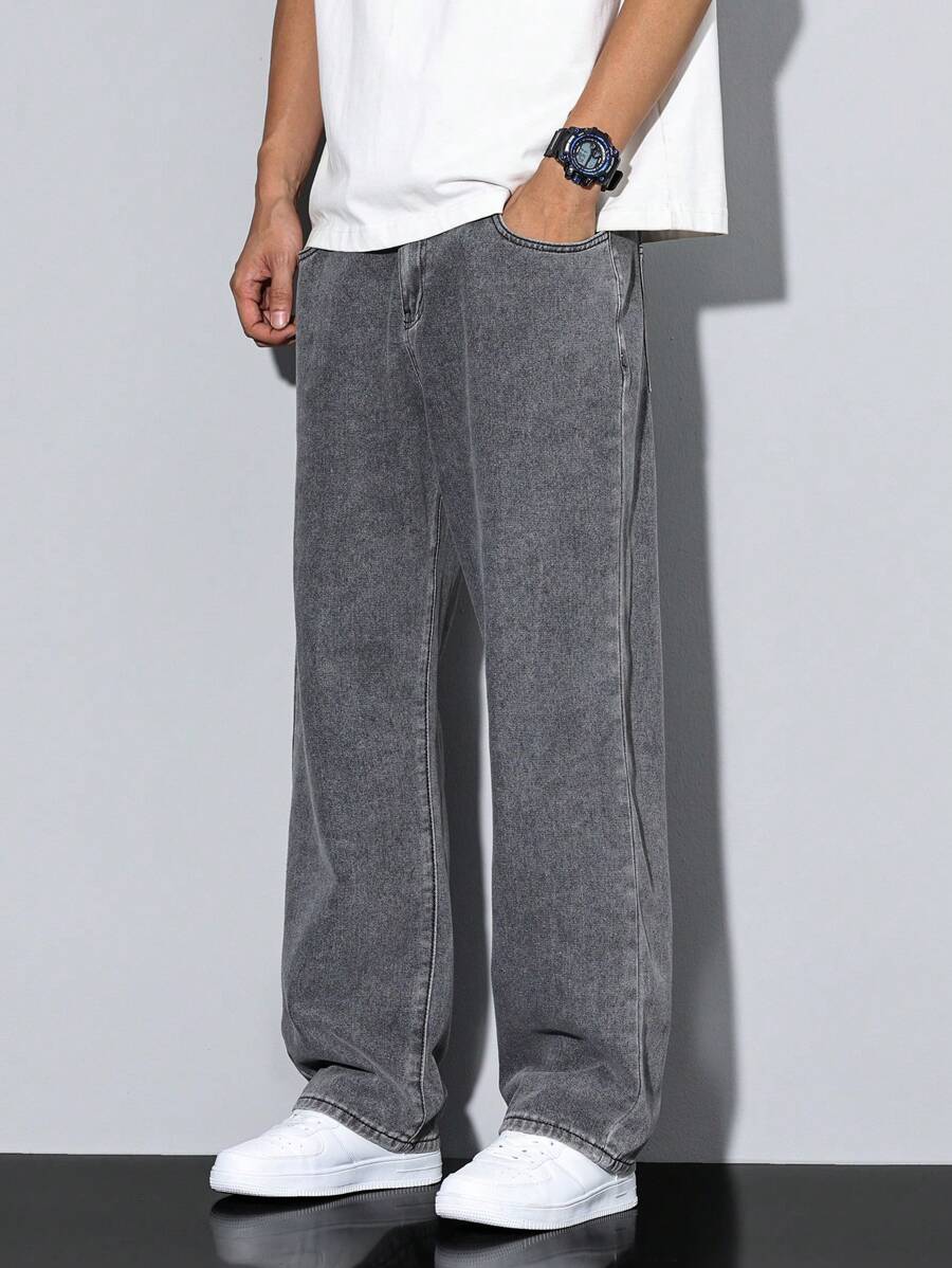 Pantalon ample droit pour homme – Denim décontracté à jambe large