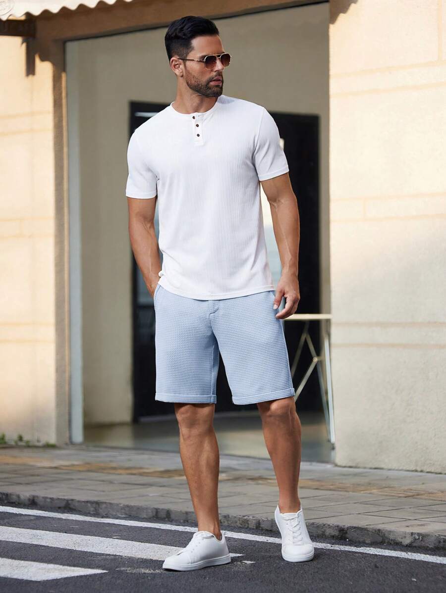 Bermuda droit tissé taille mi-haute – Short décontracté pour homme
