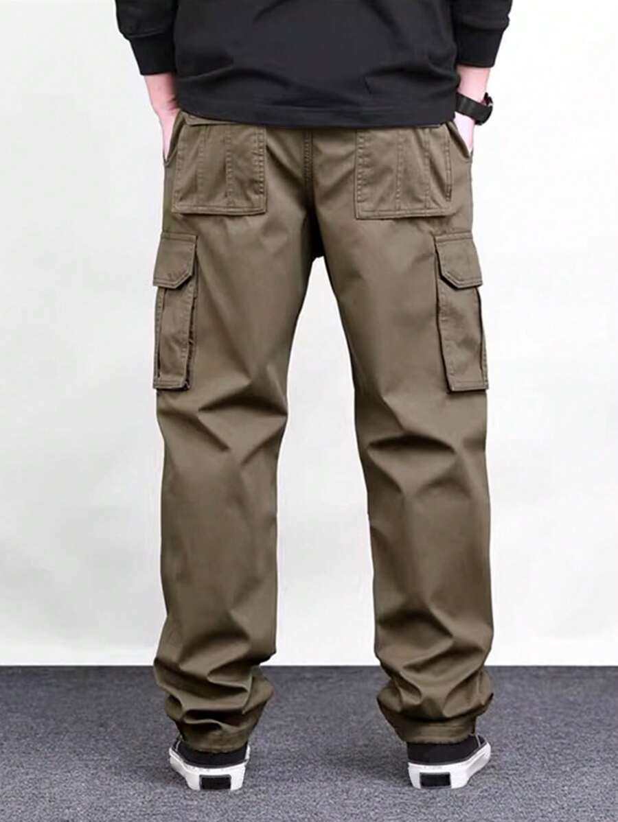 Pantalon cargo ample et décontracté avec cordon de serrage à la taille et poches à rabat