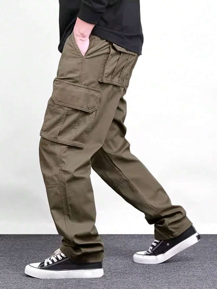 Pantalon cargo ample et décontracté avec cordon de serrage à la taille et poches à rabat