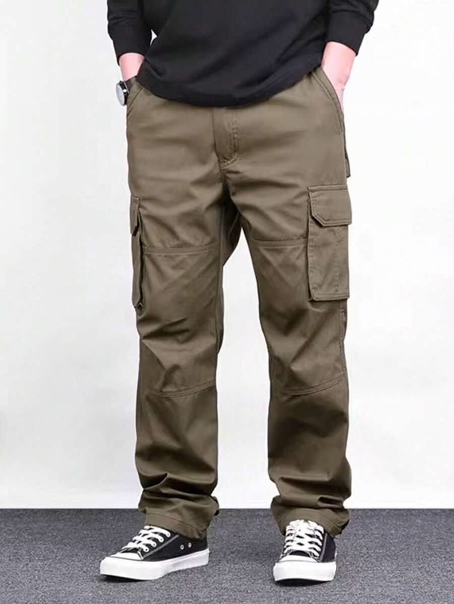Pantalon cargo ample et décontracté avec cordon de serrage à la taille et poches à rabat