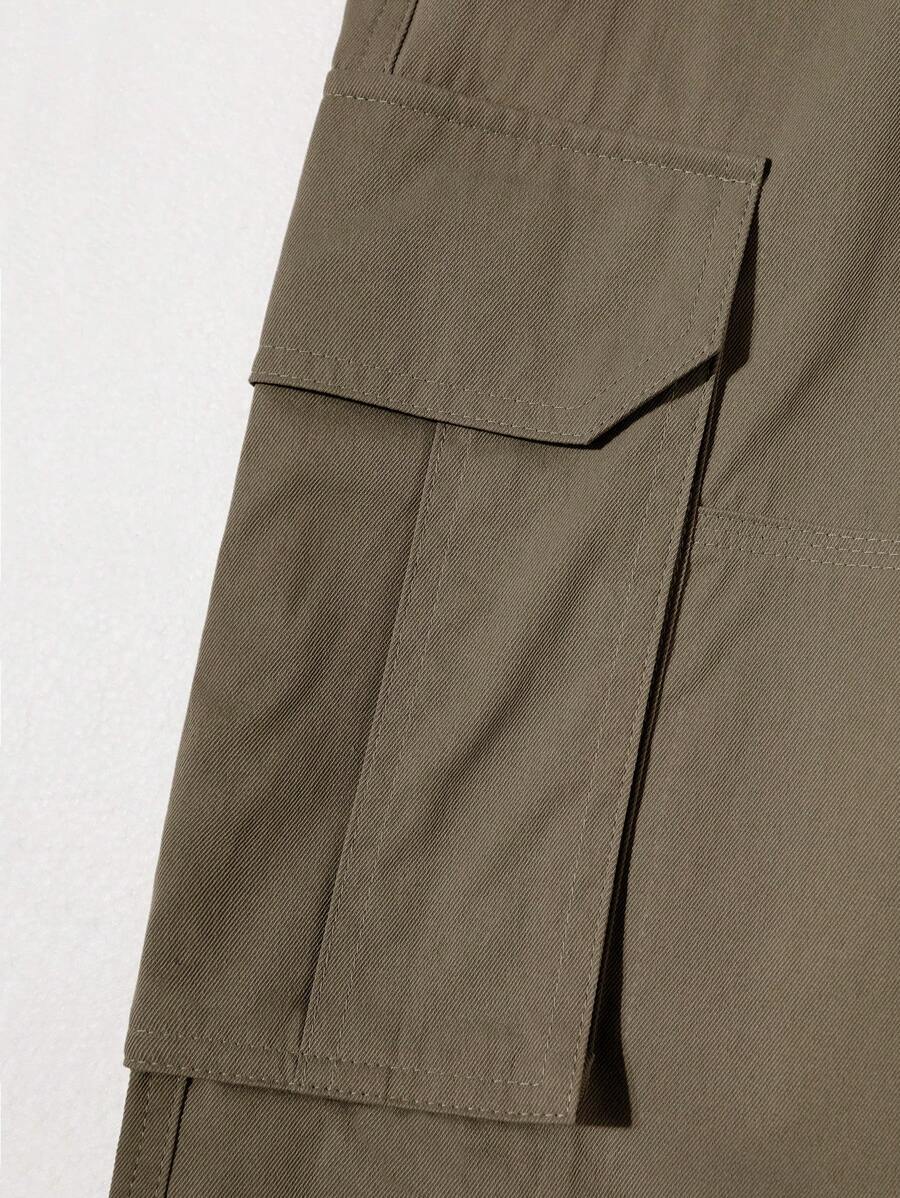Pantalon cargo ample et décontracté avec cordon de serrage à la taille et poches à rabat