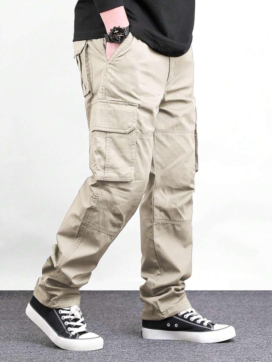 Pantalon cargo ample et décontracté avec cordon de serrage à la taille et poches à rabat