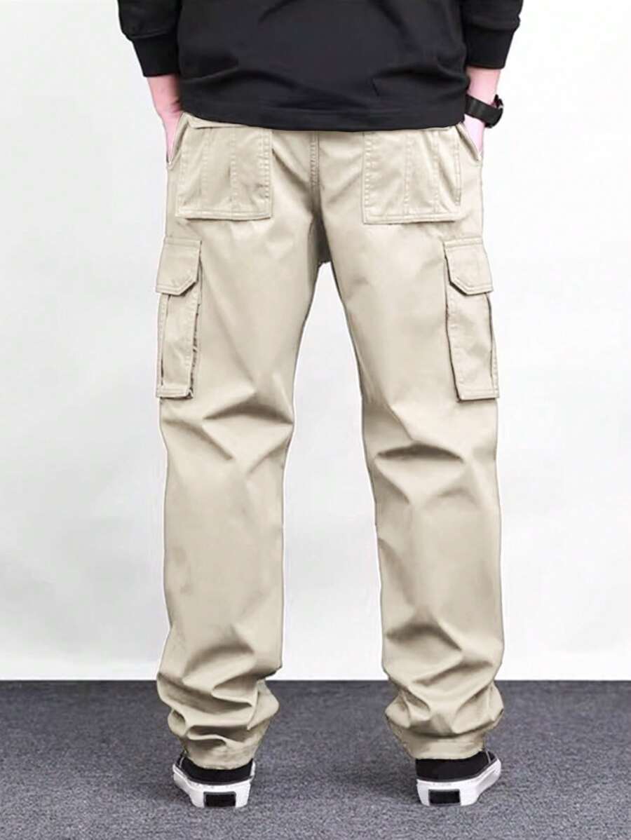 Pantalon cargo ample et décontracté avec cordon de serrage à la taille et poches à rabat