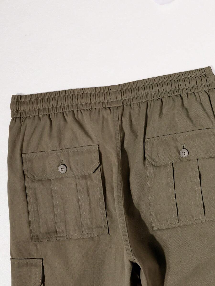 Pantalon cargo ample et décontracté avec cordon de serrage à la taille et poches à rabat