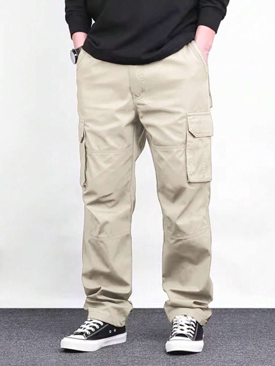 Pantalon cargo ample et décontracté avec cordon de serrage à la taille et poches à rabat