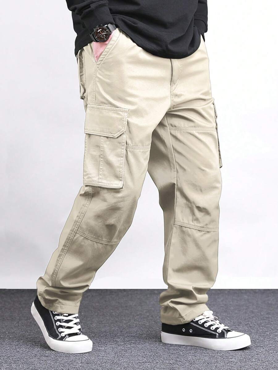 Pantalon cargo ample et décontracté avec cordon de serrage à la taille et poches à rabat
