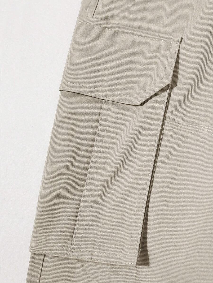 Pantalon cargo ample et décontracté avec cordon de serrage à la taille et poches à rabat
