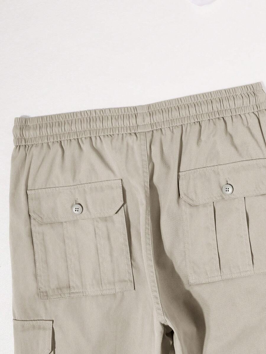 Pantalon cargo ample et décontracté avec cordon de serrage à la taille et poches à rabat