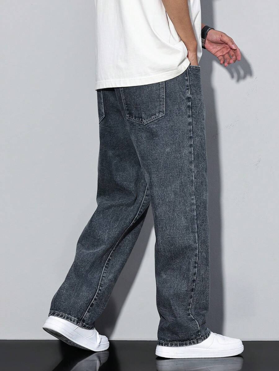 Pantalon ample droit pour homme – Denim décontracté à jambe large