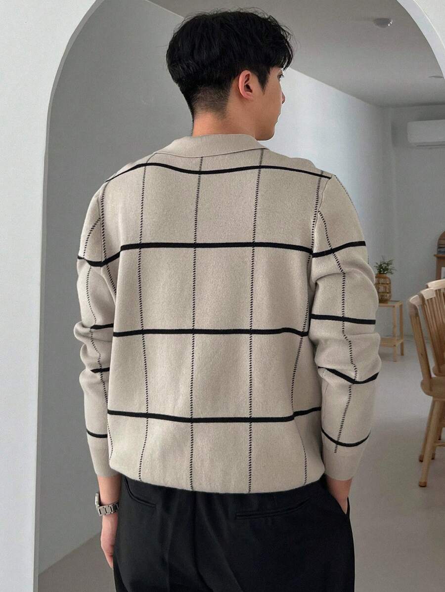 Polo en tricot à carreaux – Polo léger à manches courtes pour homme